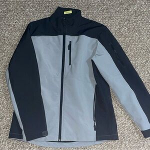 Xersion Men's Black and Gray zip front windproof/water resistant jacket size M
